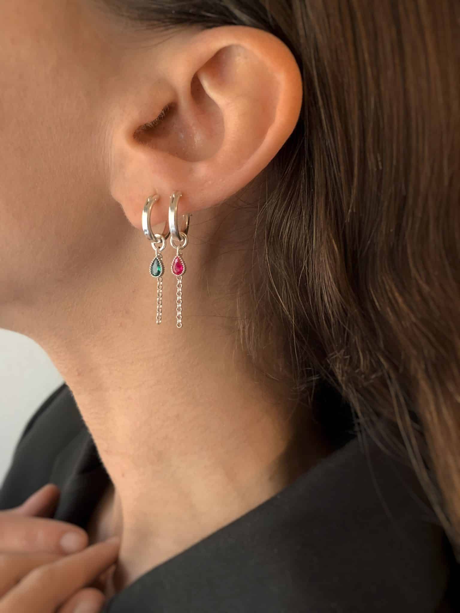 עגילי לורי אמרלד כסף