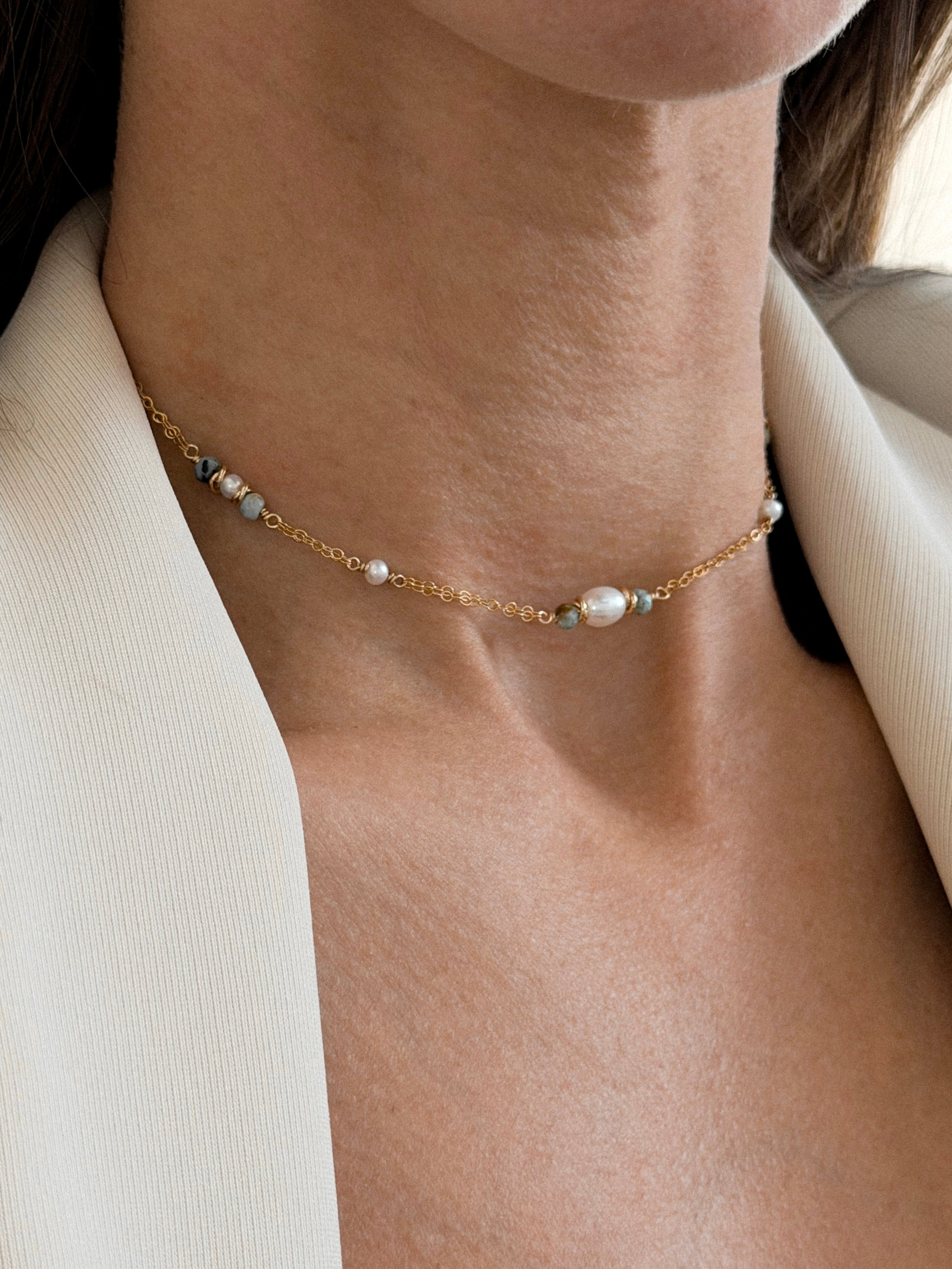 שרשרת נורה טורקיז גולד