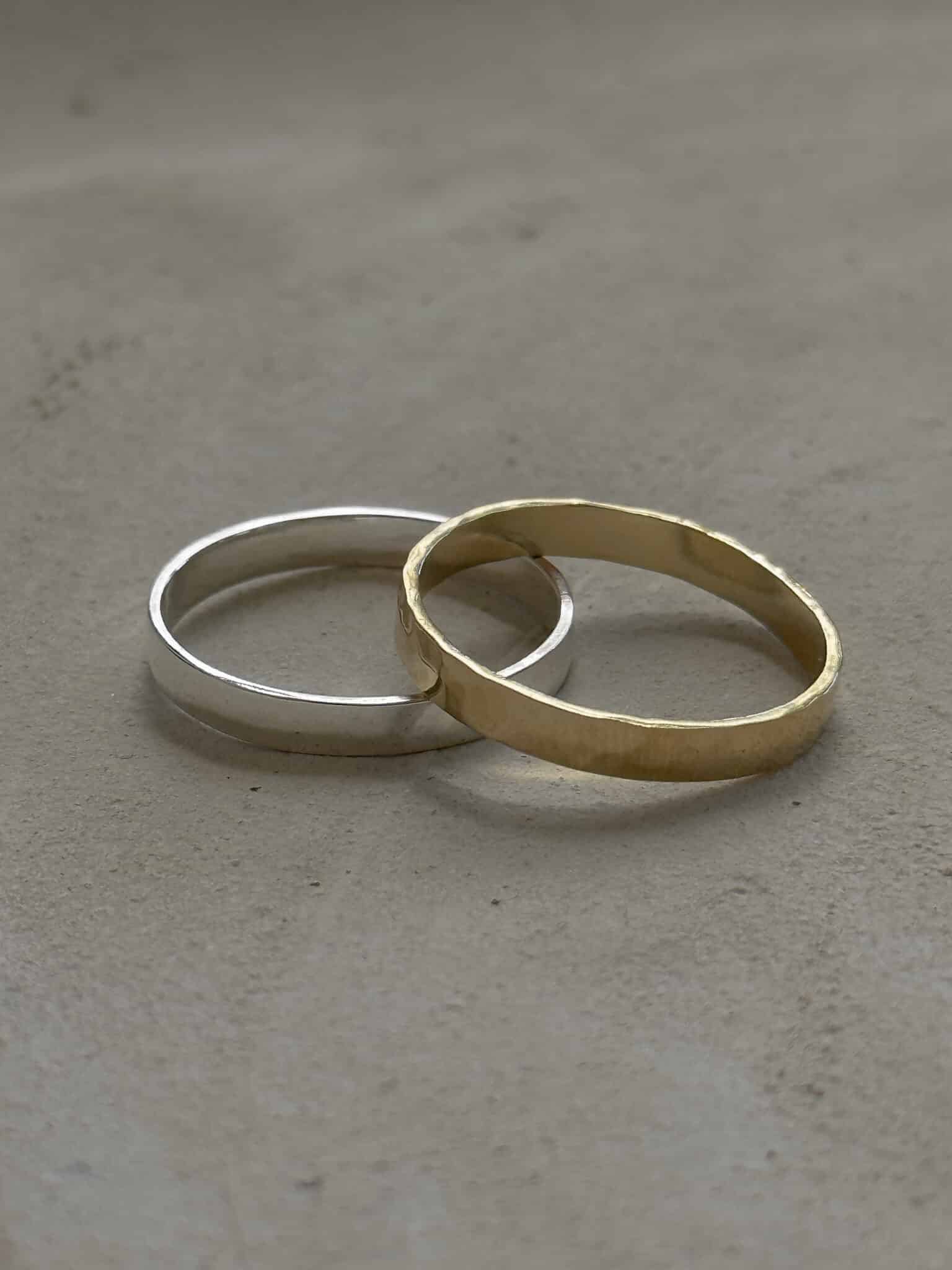 טבעת נישואין 3 מ"מ מלבני לבן