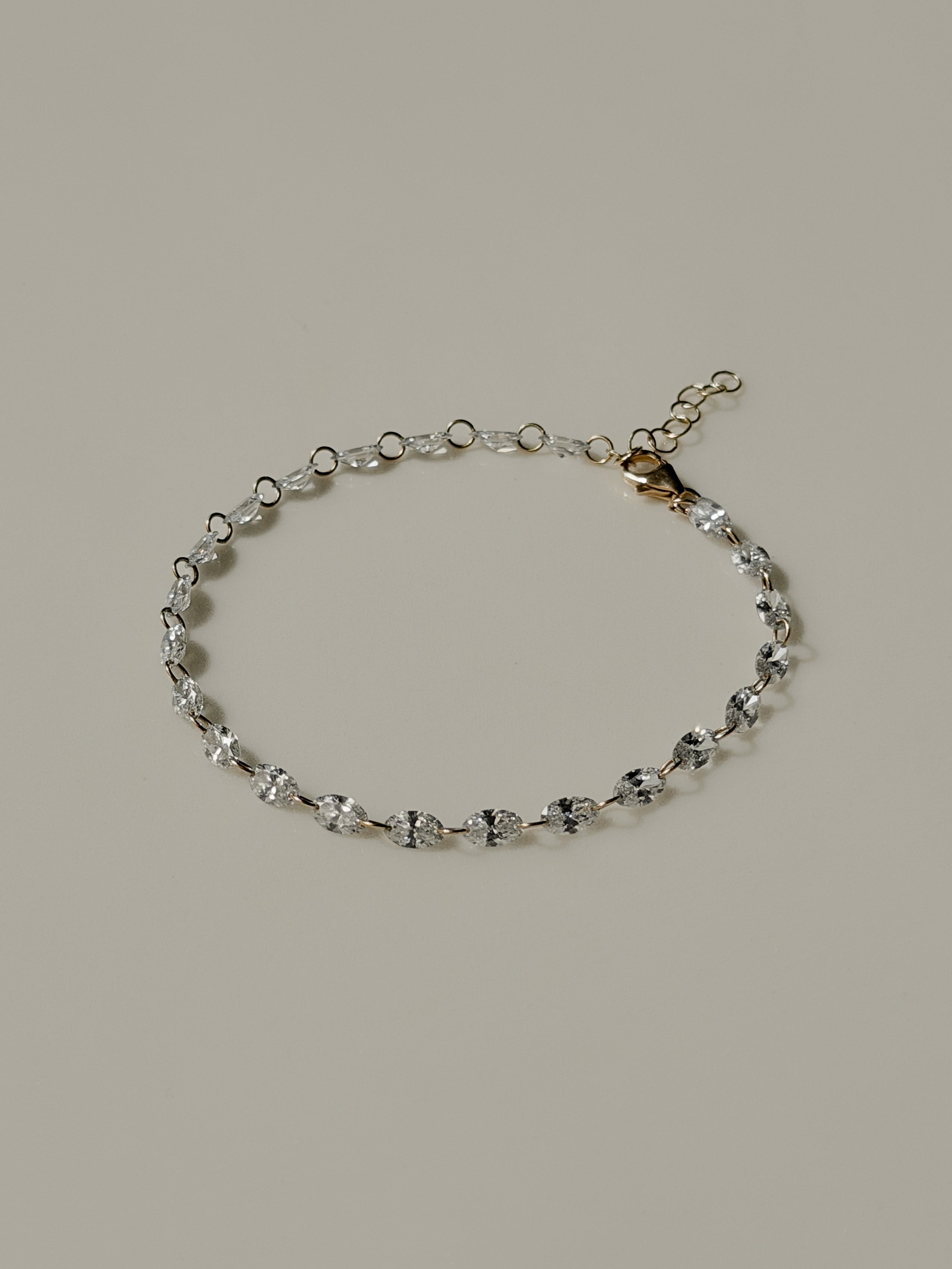 צמיד יהלומים קדוחים זהב 14K