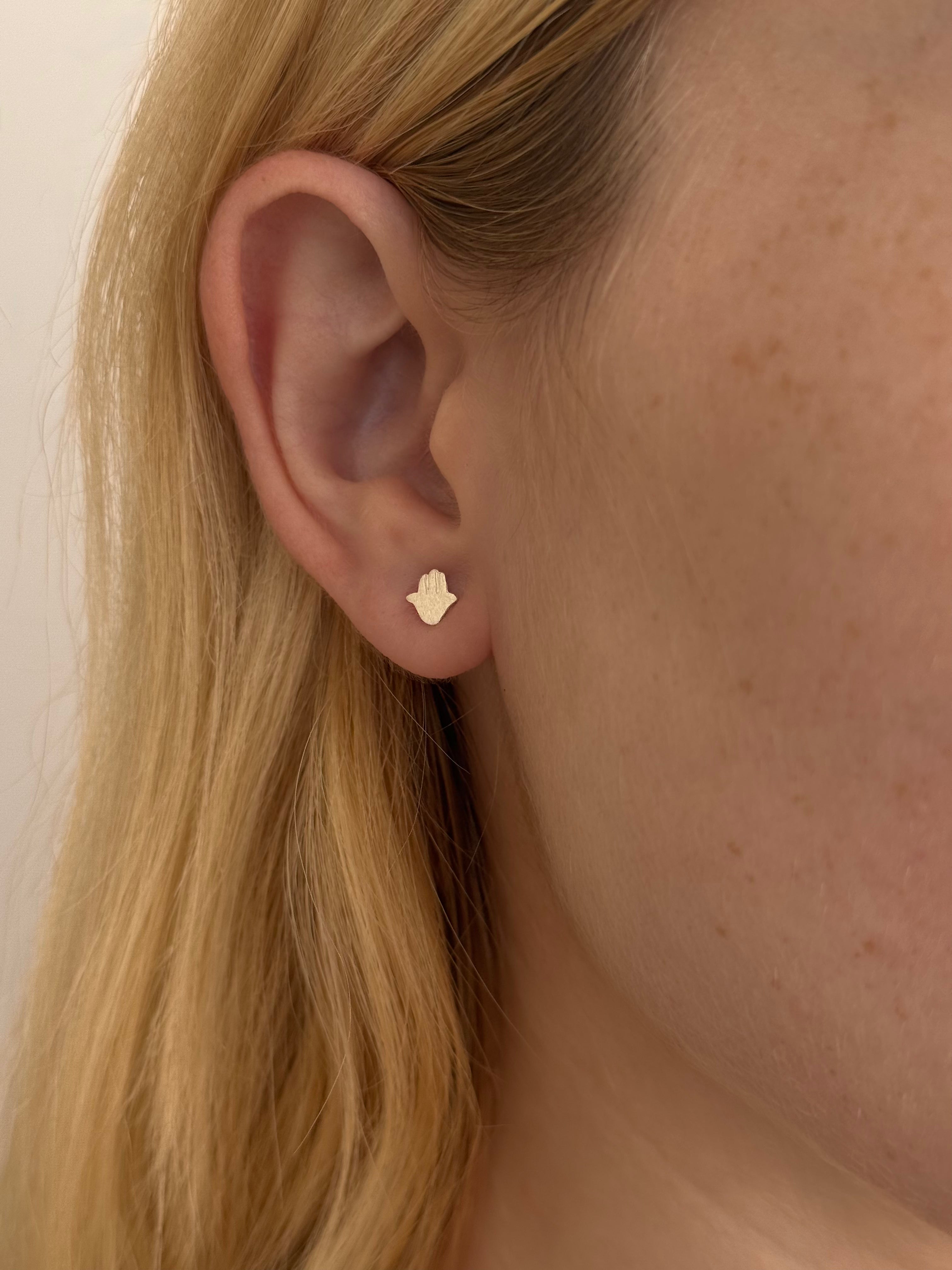 עגילי חמסה צמודים גולד