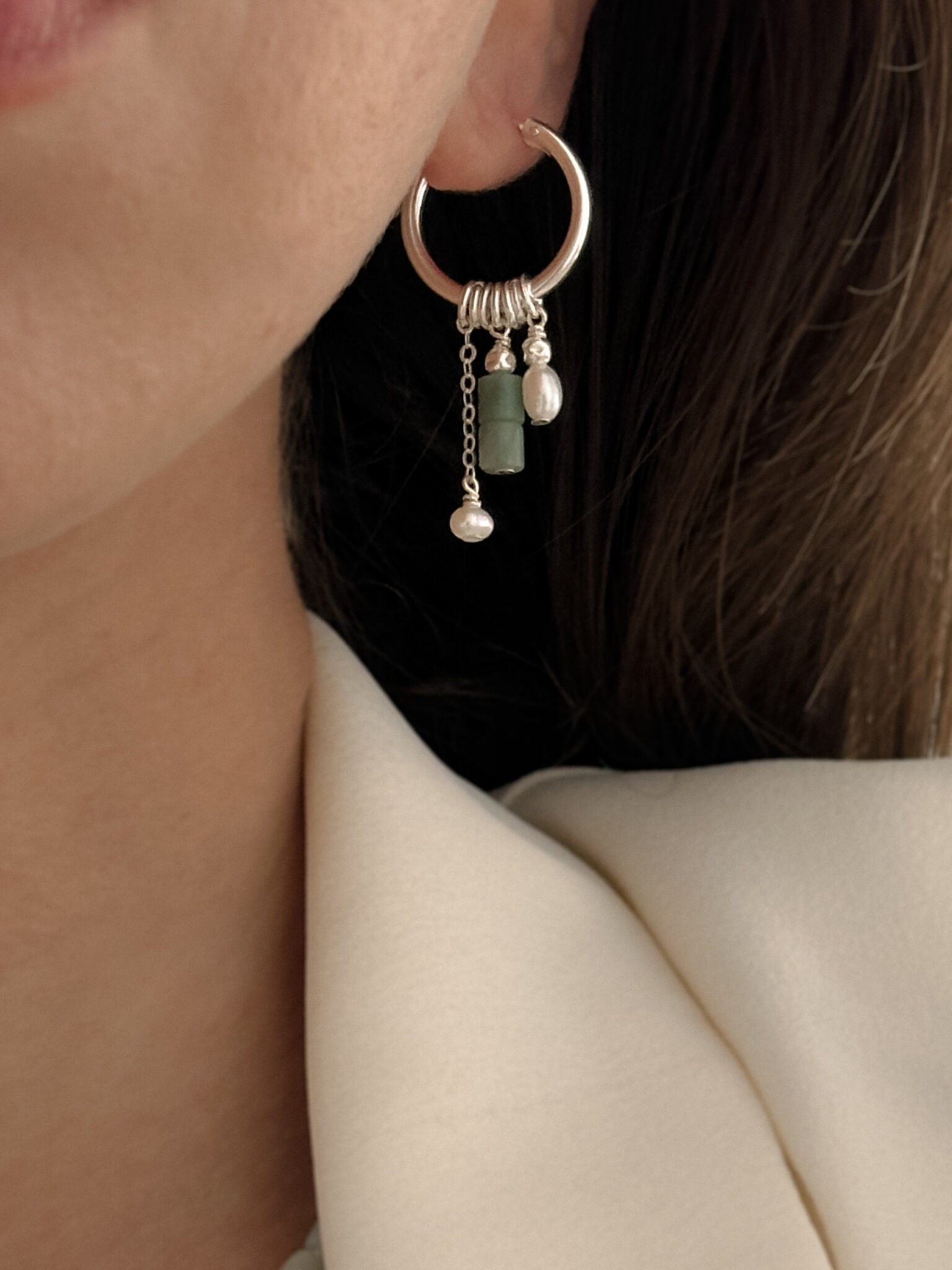 סט עגילי סינגל ודאבל ג'וזפין כסף