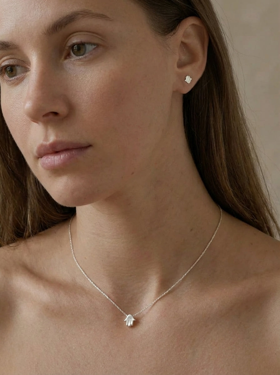 עגילי חמסה צמודים כסף