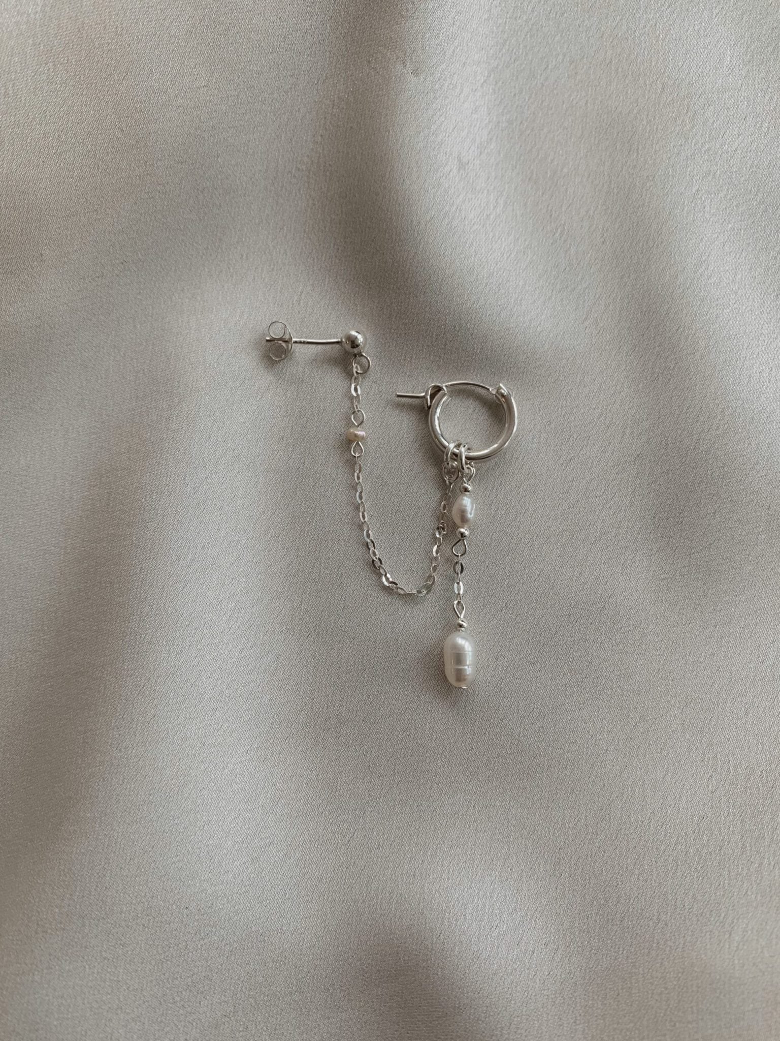 עגיל יחיד דאבל כריס כסף