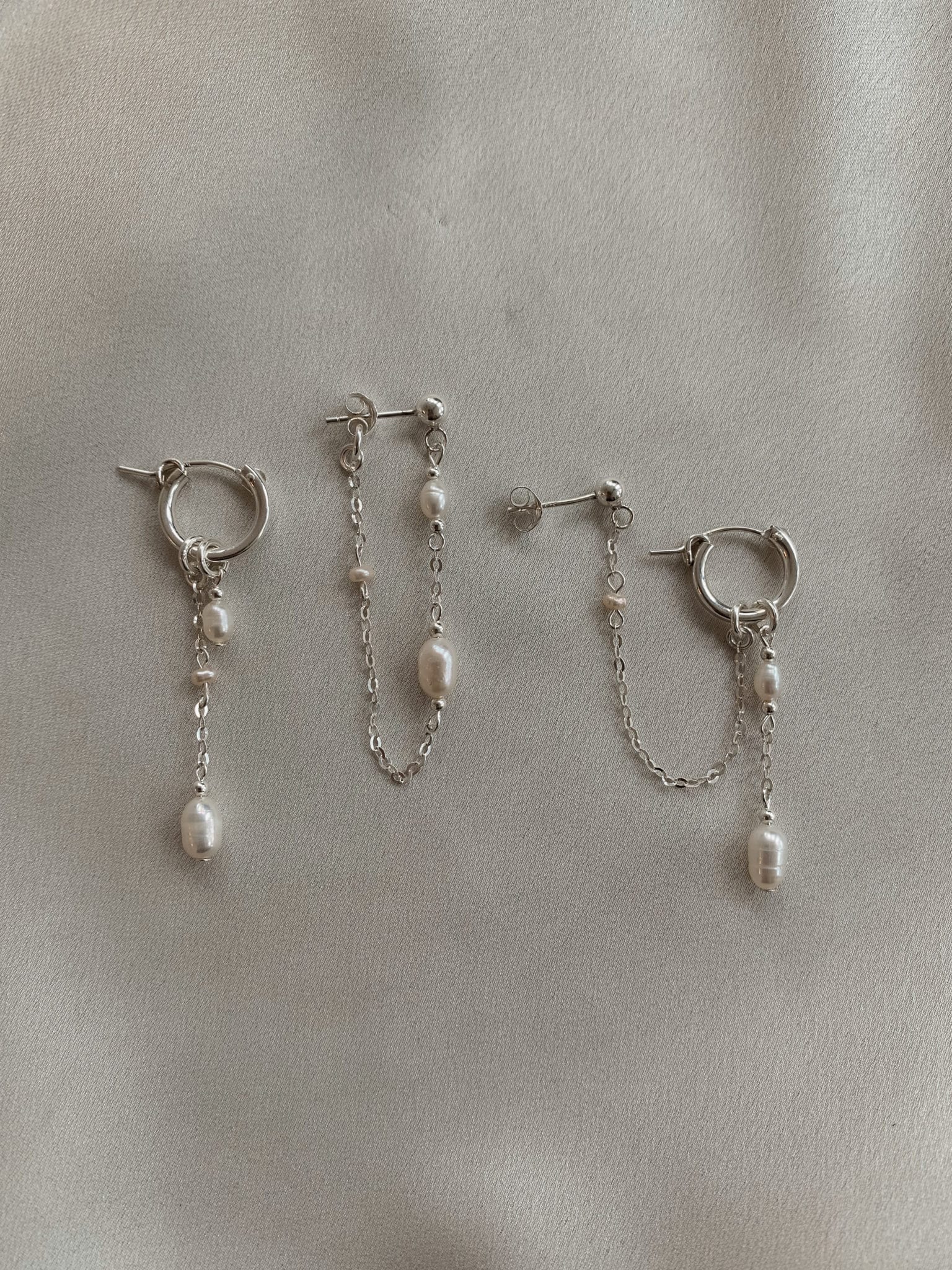 סט עגילי טריפל כריס כסף
