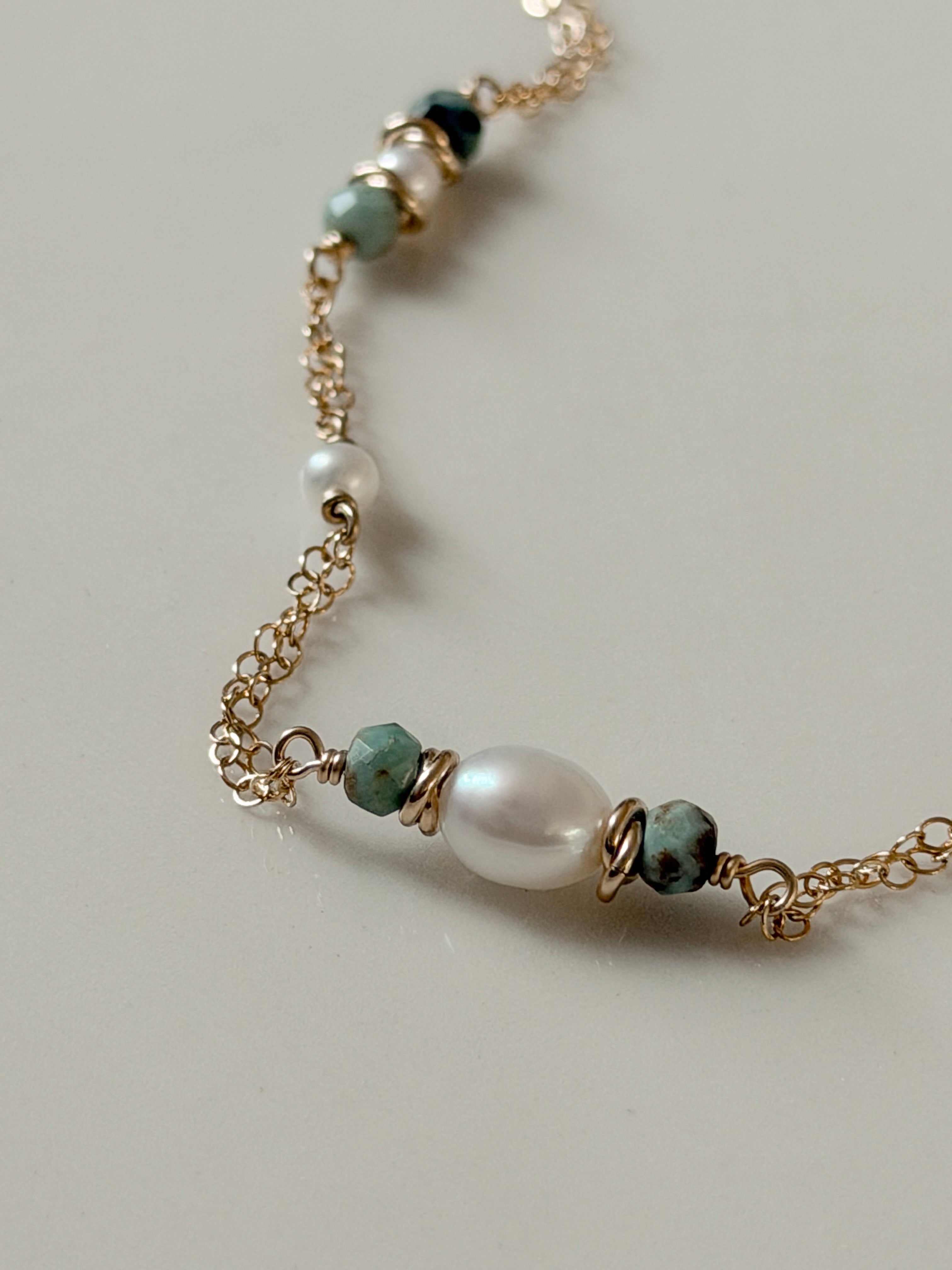 שרשרת נורה טורקיז גולד