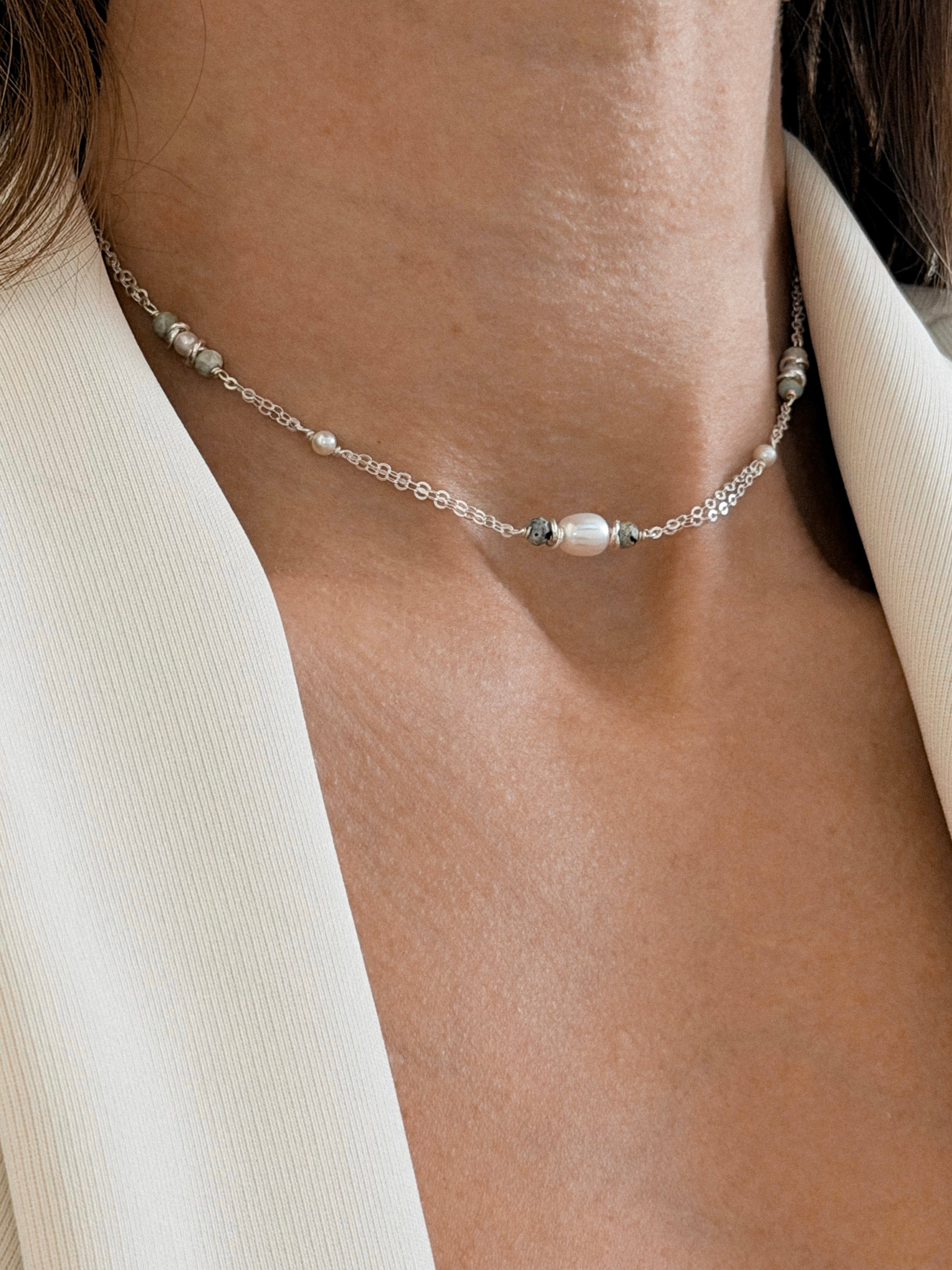 שרשרת נורה טורקיז כסף