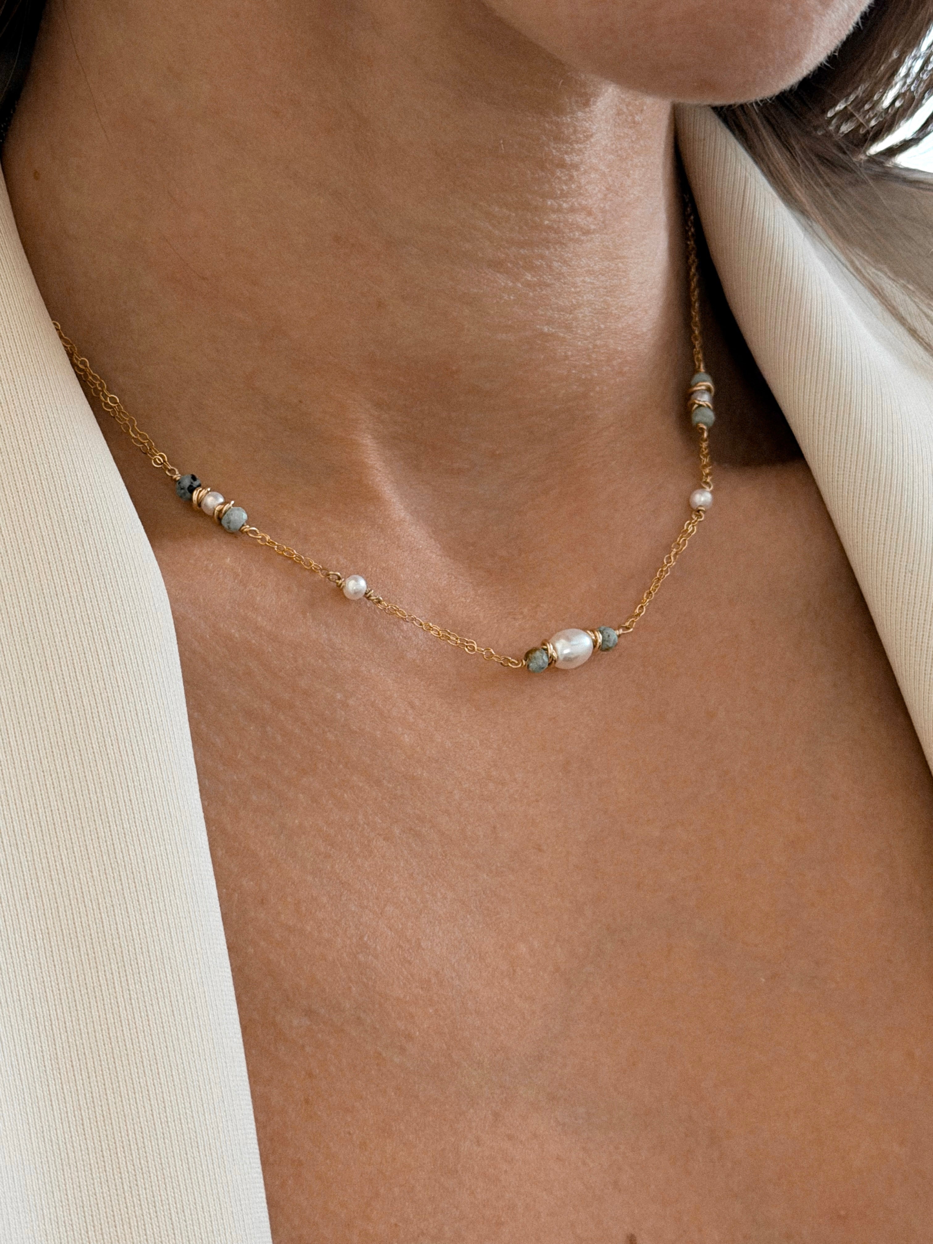 שרשרת נורה טורקיז גולד