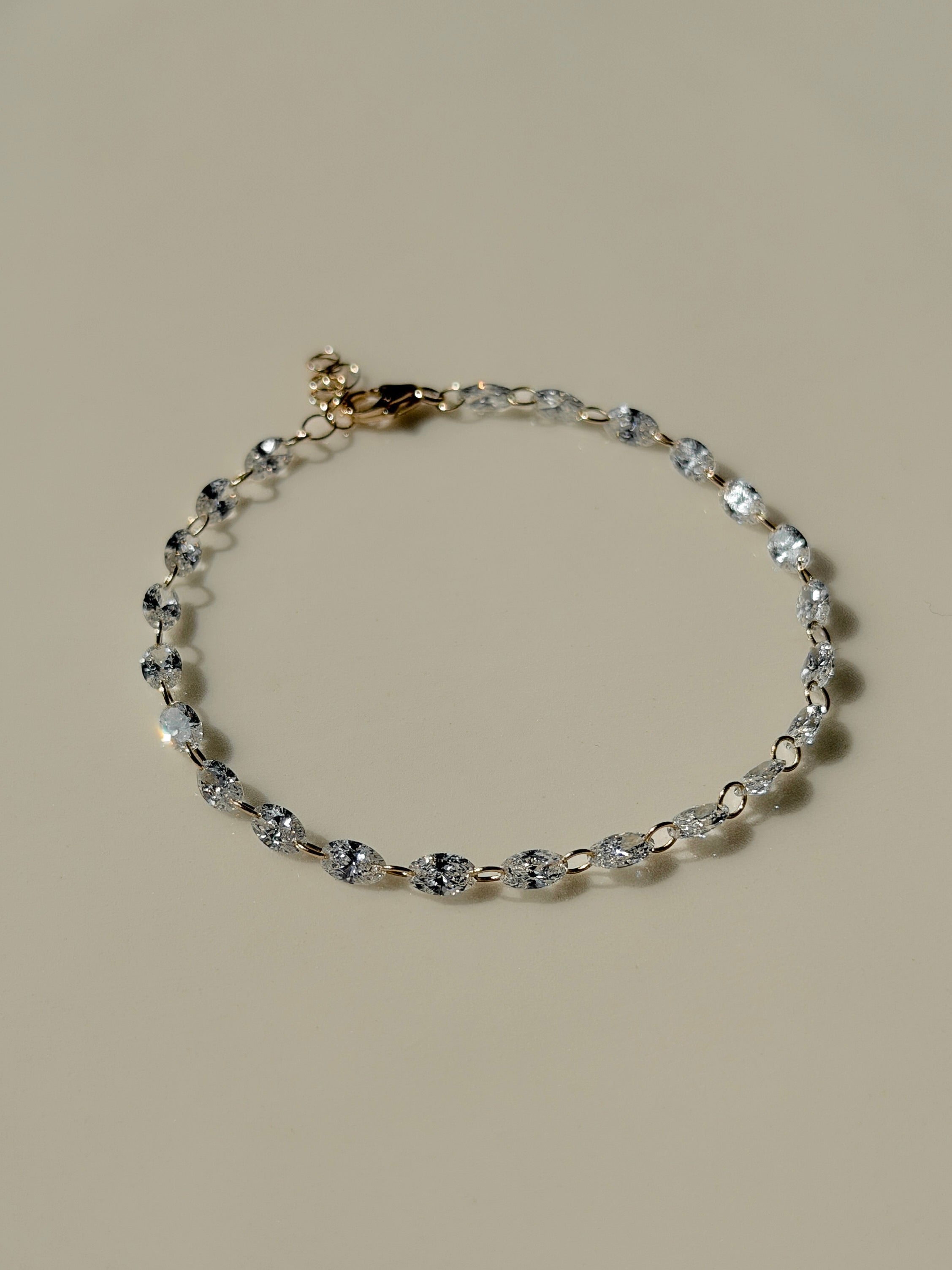 צמיד יהלומים קדוחים זהב 14K