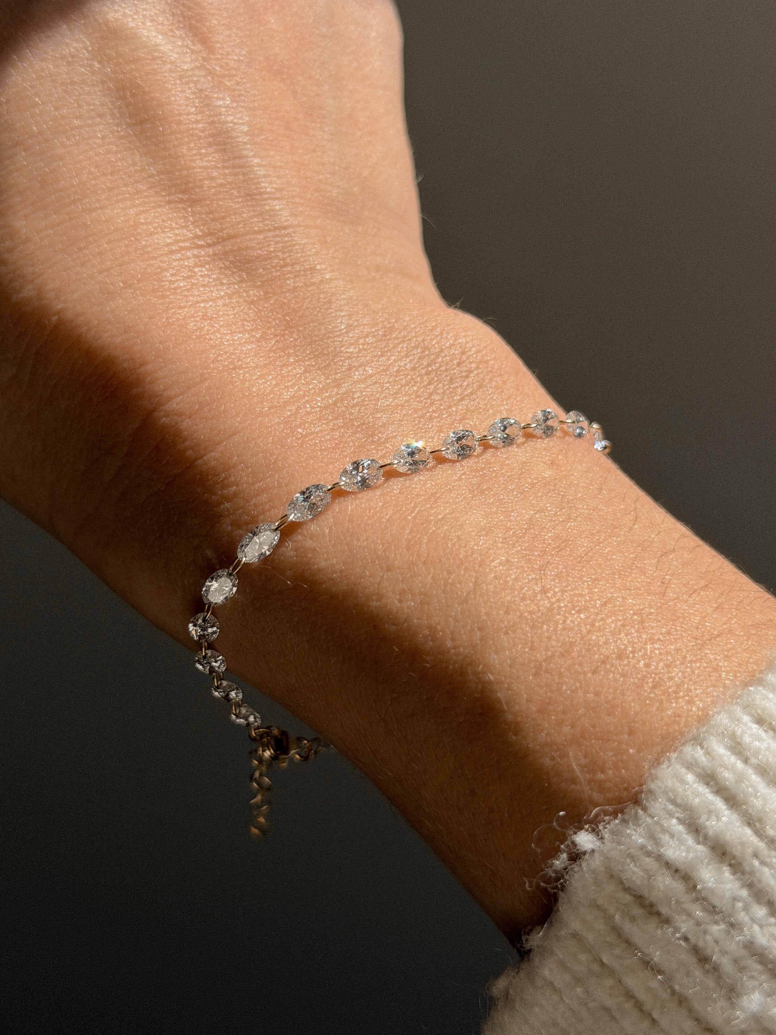 צמיד יהלומים קדוחים זהב 14K