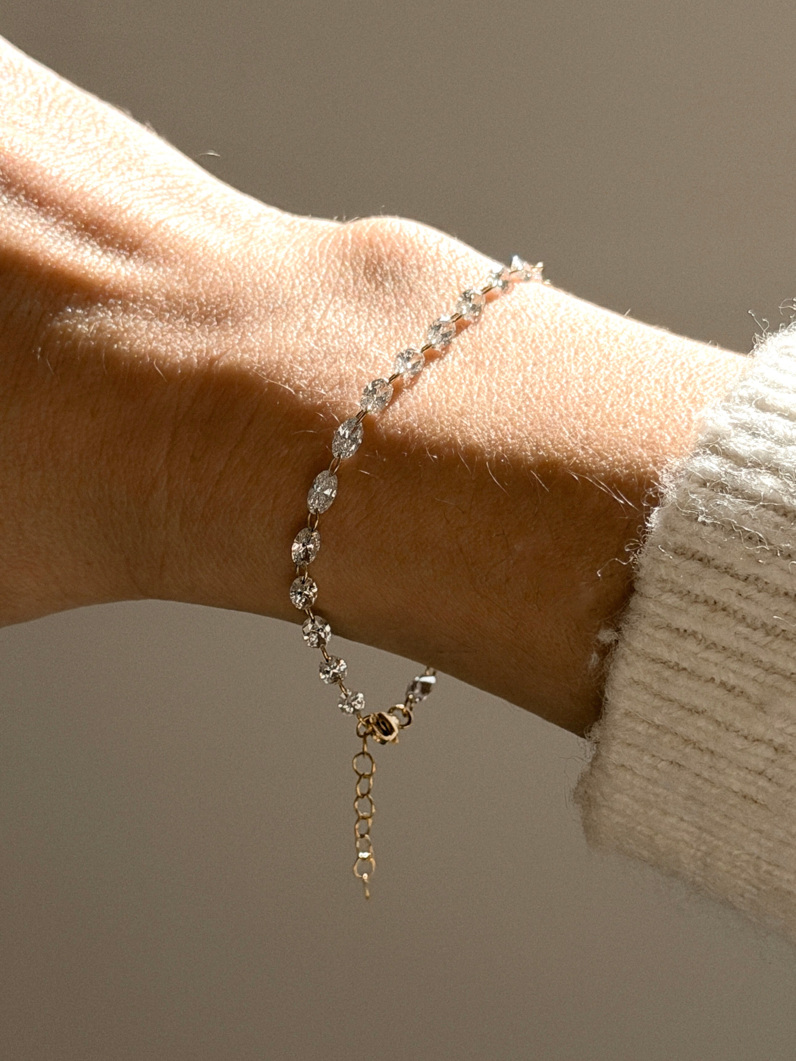 צמיד יהלומים קדוחים זהב 14K