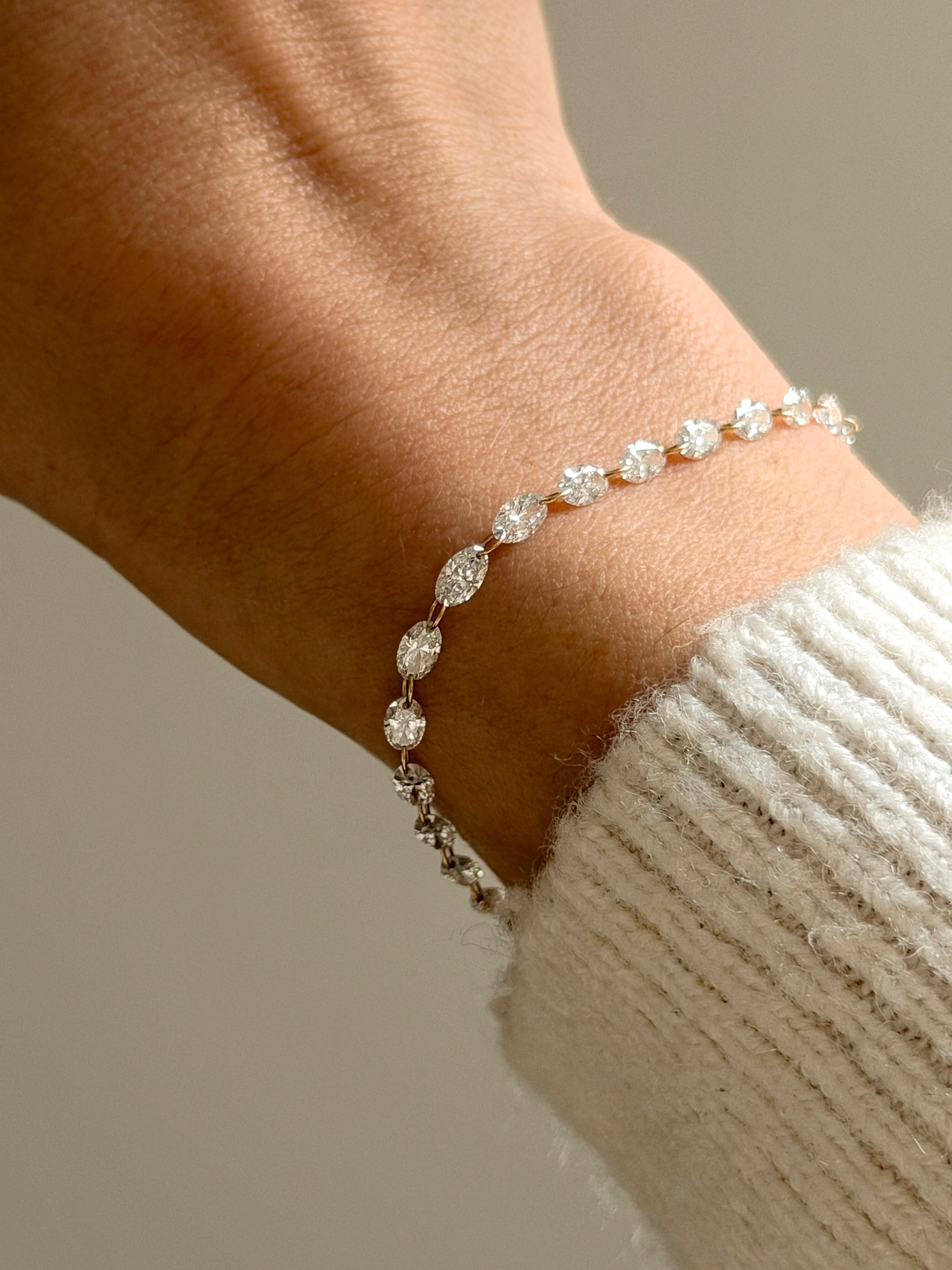 צמיד יהלומים קדוחים זהב 14K